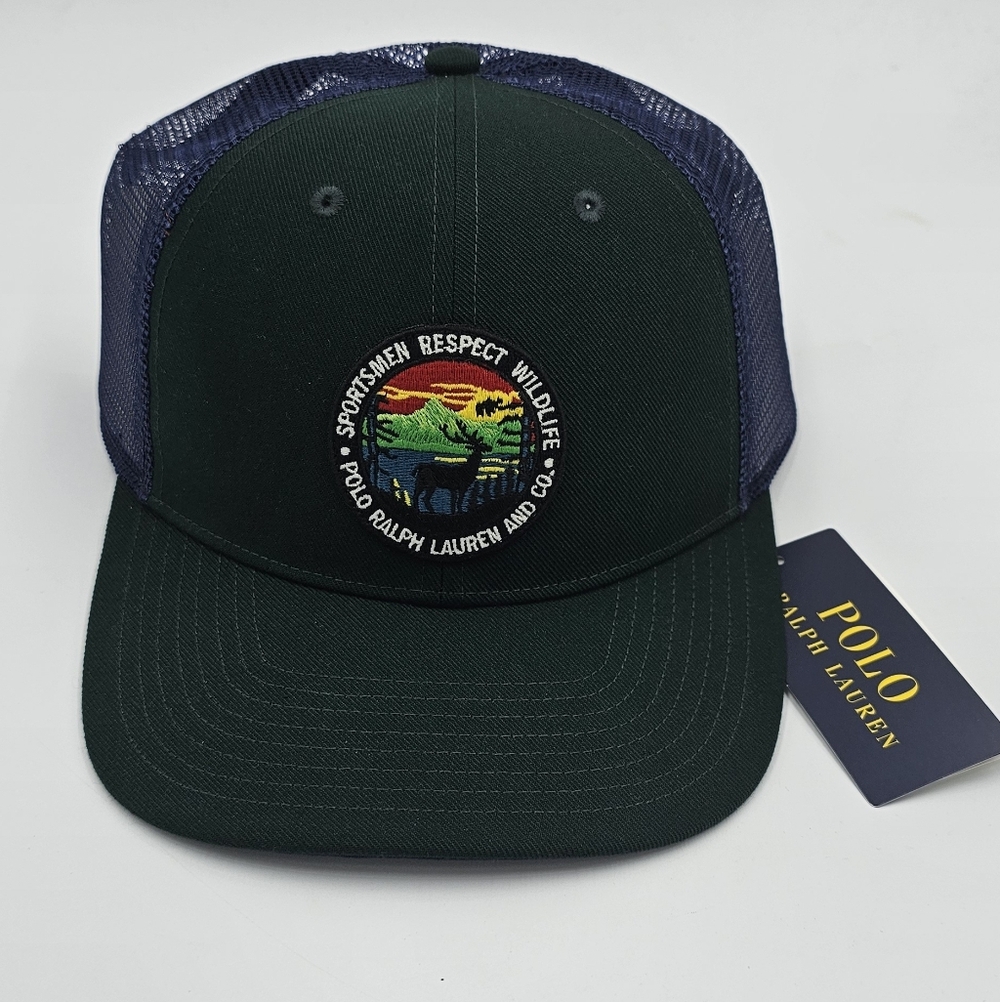 Polo Ralph Lauren Sportsman Respect Wildlife Mesh Trucker Hat Snapback Green